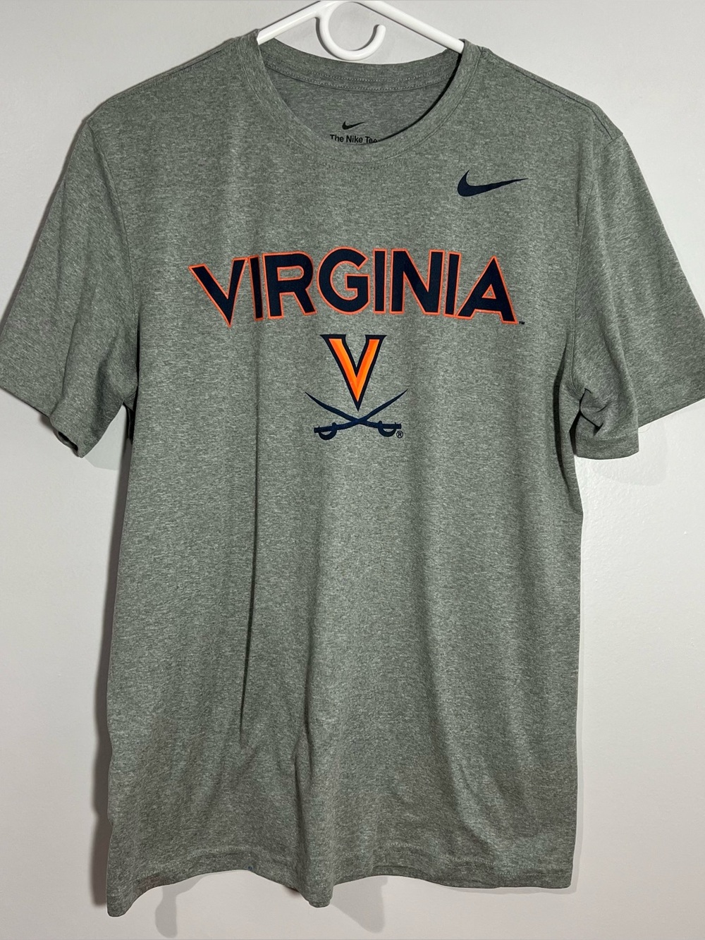 Nike Virginia Cavaliers Gray Orange Dri-Fit Short Sleeve T-Shirt Mens Large
